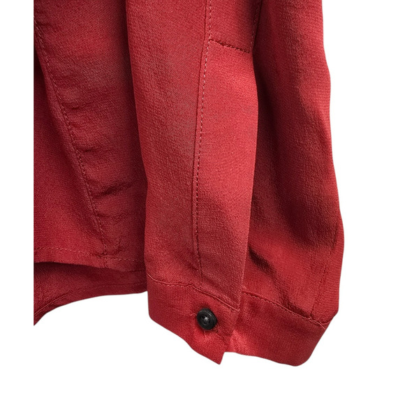 Club Monaco Shirt Womens XS Red Silk Top Quiet Luxury Minimal Capsule Normcore - Picture 3 of 7